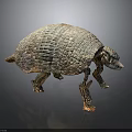 Armadillo With Scaly Shell In Walking Posture On Smooth Dark Surface 3d model