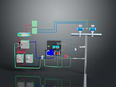 Electronic Control System With Electrical Components Sensors Wires And Control Panel 3d model