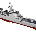 Naval Warship 172 Military Vessel Featuring Gray Hull And Red Bottom Structure Design