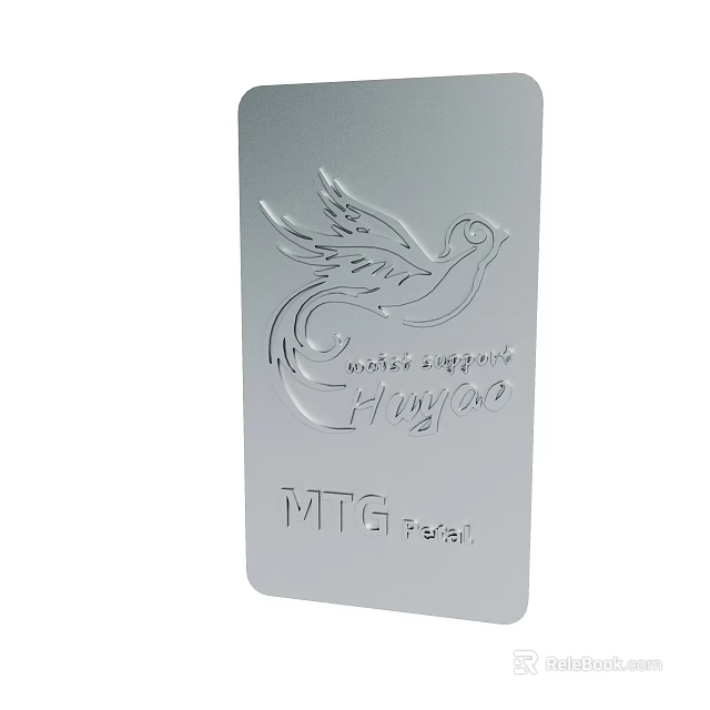 Decorative Metal Plate With Etched Bird Design And MTG Pearl Text 3d model 