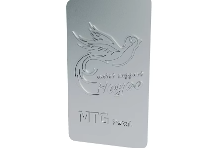 Decorative Metal Plate With Etched Bird Design And MTG Pearl Text 3d model