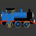 Blue Cartoon Style Train Model With Number 1 And Smiling Face 3d model