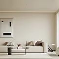 Modern Living Room Interior With Beige Sofa Wall Art Coffee Table And Accent Chair