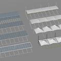 Solar Panel Covered Parking Lot With Multiple Canopies And Structured Rows 3d model