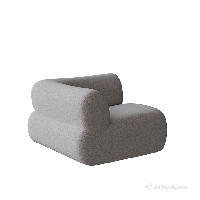 Modern Light Gray Single Sofa With Rounded Armrests And Comfortable Design 3d model