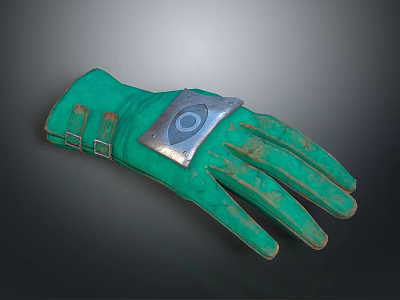Green Glove With Silver Decorative Panel And Metal Buckle For Everyday Use 3d model