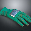 Green Glove With Silver Decorative Panel And Metal Buckle For Everyday Use