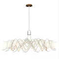 Elegant Modern Chandelier With Wave Shaped White Shades And Soft Lighting 3d model