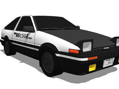 Classic White And Black Sports Coupe Car With Retro Design And Sleek Exterior Body 3d model