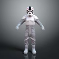 Futuristic Sci Fi Character In White Helmet And Gray Armor Suit Standing Pose