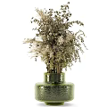 Natural Dried Flowers Arrangement in Green Glazed Vases for Home Decor