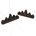 Two Brown Mountain Shaped Wooden Decorative Ornaments For Desktop