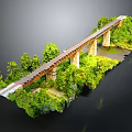 Scenic Bridge with Stone Piers Surrounded by Lush Green Trees and Flowing River