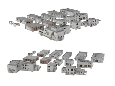 Multiple Industrial Factory Buildings Arranged With Various Design And Structural Layouts 3d model