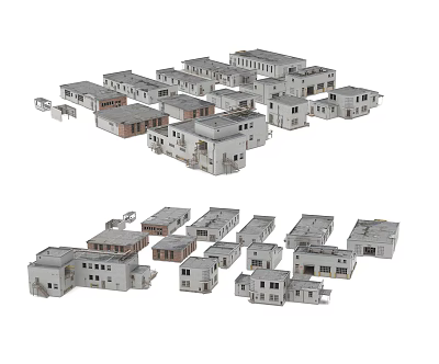 Modern construction plant housing 3d model