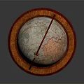 Vintage Globe On Red Wooden Stand With Round Base And Colorful Map