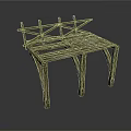 Rustic Wooden Bench With Crossed Slats And Sturdy Legs For Outdoor Use