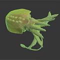 Aquatic Animal 3D Model With Orange Red Spotted Body And Long Tentacles