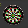Classic Dartboard With Red Green White Sections And Darts Stuck In Target