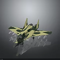 Military Fighter Jet With Green Yellow Camouflage Paint And Missiles On Dark Background