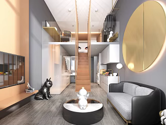 Light Luxury Apartment Internet Celebrity Model Room 3d model