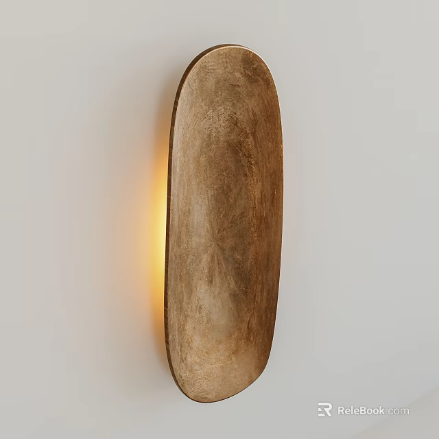 Wooden Wall Sconce Oval Shaped Mounted on White Wall with Warm Light for Modern Interior 3d model 