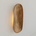 Wooden Wall Sconce Oval Shaped Mounted on White Wall with Warm Light for Modern Interior