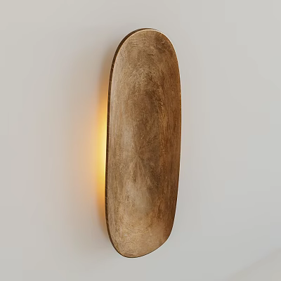 Wooden Wall Sconce Oval Shaped Mounted on White Wall with Warm Light for Modern Interior 3d model