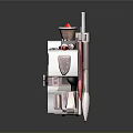 Futuristic Armored Mechanical Device With Red White Structure And Multiple Barrels