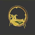 Vintage Motorcycle Featuring Large Red Black Wheel And Green Gold Body Design
