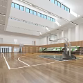 Modern Basketball Gymnasium Interior With Seating Court Lights And Skylights