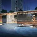 Modern Entrance Gate Design With Metal Structure Illuminated Lighting And Sculpture Decor