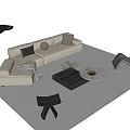 Modern Sofa And Coffee Table Set With Accent Chairs Floor Lamp And Decorative Pillows