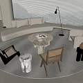 Quiet sofa tea table combination 3d model