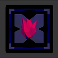 Geometric Blue Cube Design With Metallic Frame And Transparent Surface