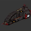 Futuristic Black Sci Fi Vehicle With Red Yellow Accents Top Turret Streamlined Design