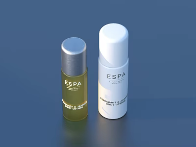 ESPA Revitalising Facial Oil And Nourishing Body Lotion With Silver And White Caps 3d model