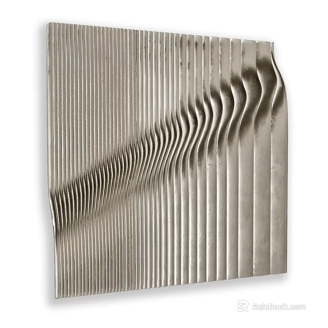 Modern Metallic Wall Decor with Wavy Lines and 3D Texture for Contemporary Spaces 3d model 