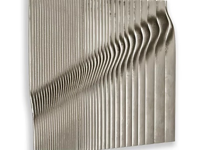 Modern Metallic Wall Decor with Wavy Lines and 3D Texture for Contemporary Spaces 3d model