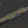 Scale Aircraft Carrier Model With Wooden Flight Deck Runway Markings And Gray Hull