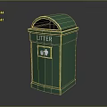 Green Litter Bin With Litter Sign In Outdoor Building Area