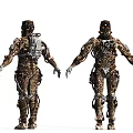 Man Wearing Detailed Mechanical Combat Armor Front And Back View 3d model