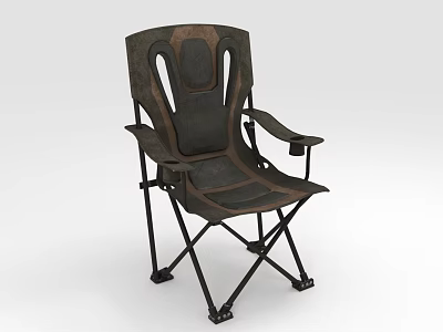 Ergonomic Outdoor Folding Chair Furniture With Dark Gray Brown Design And Armrests 3d model