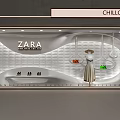 ZARA Modern Store Window Display With Hanging Dress And Decorative Lights