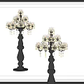 Elegant Crystal Floor Lamp With Black Base Multiple Light Arms And Hanging Crystals 3d model