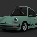 Vintage Light Green Sports Car With Rexy Logo And Rounded Classic Body