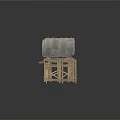 Large And Small Industrial Metal Storage Tanks Placed On Rustic Metal Stands