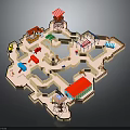 Colorful Children's Playground Maze Model With Slide Swings Water Tower Toy Car And Small Houses