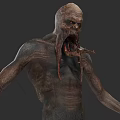 Grotesque Monster Character With Emaciated Body Distorted Face And Tentacle Tongue