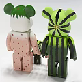 Strawberry And Watermelon Pattern Block Style Dolls In Green Pink Color With Different Sizes